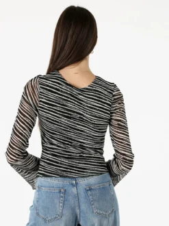 Solada Top donna con scollo a V e maniche lunghe a campana - nero