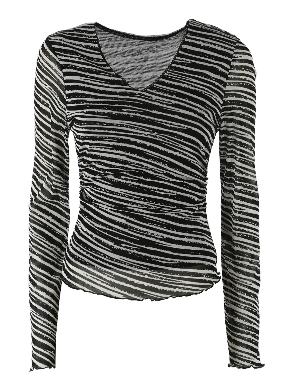 Solada Top donna con scollo a V e maniche lunghe a campana - nero
