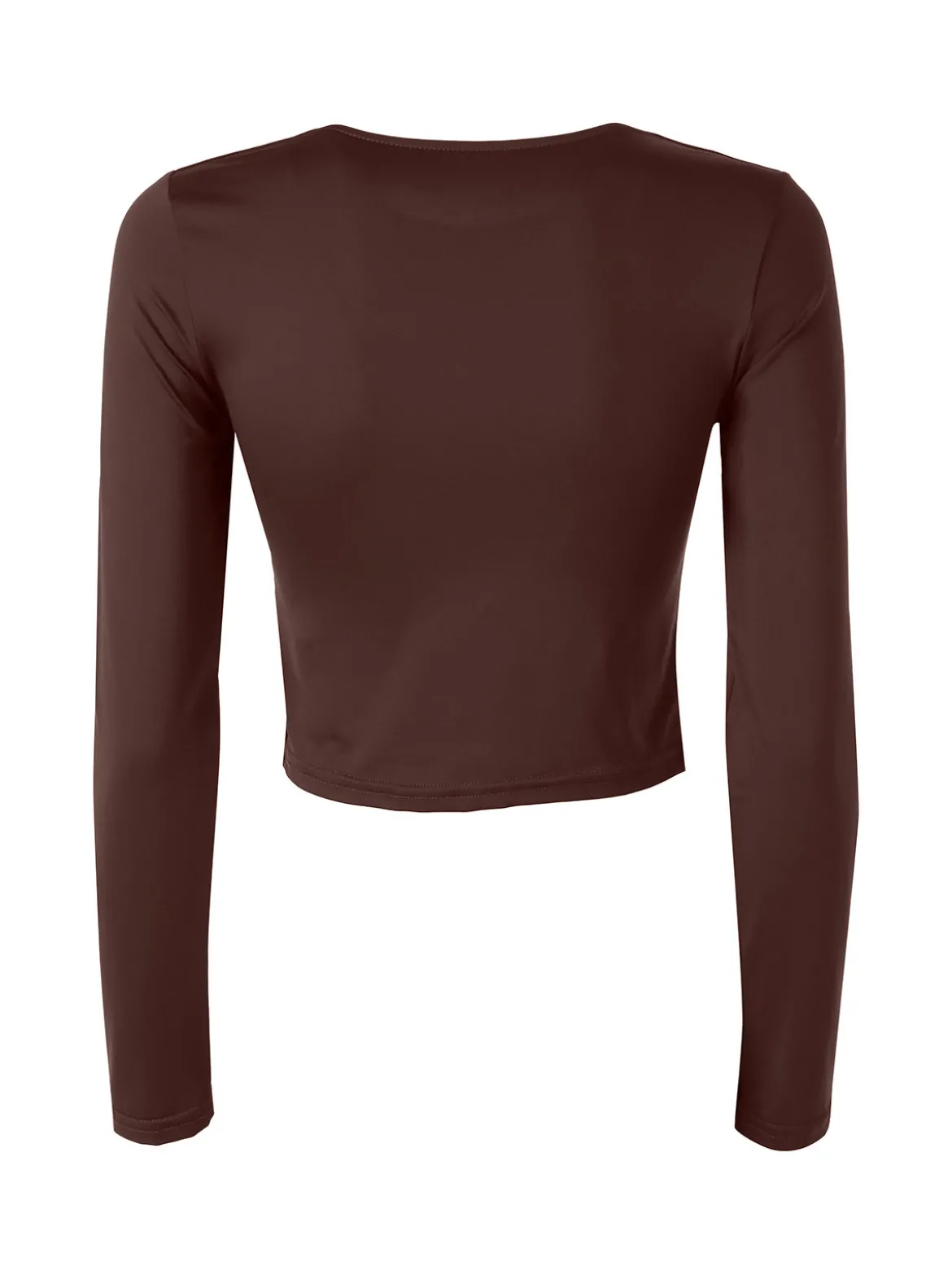 Solada Top donna cropped a maniche lunghe con scollo tondo - moro