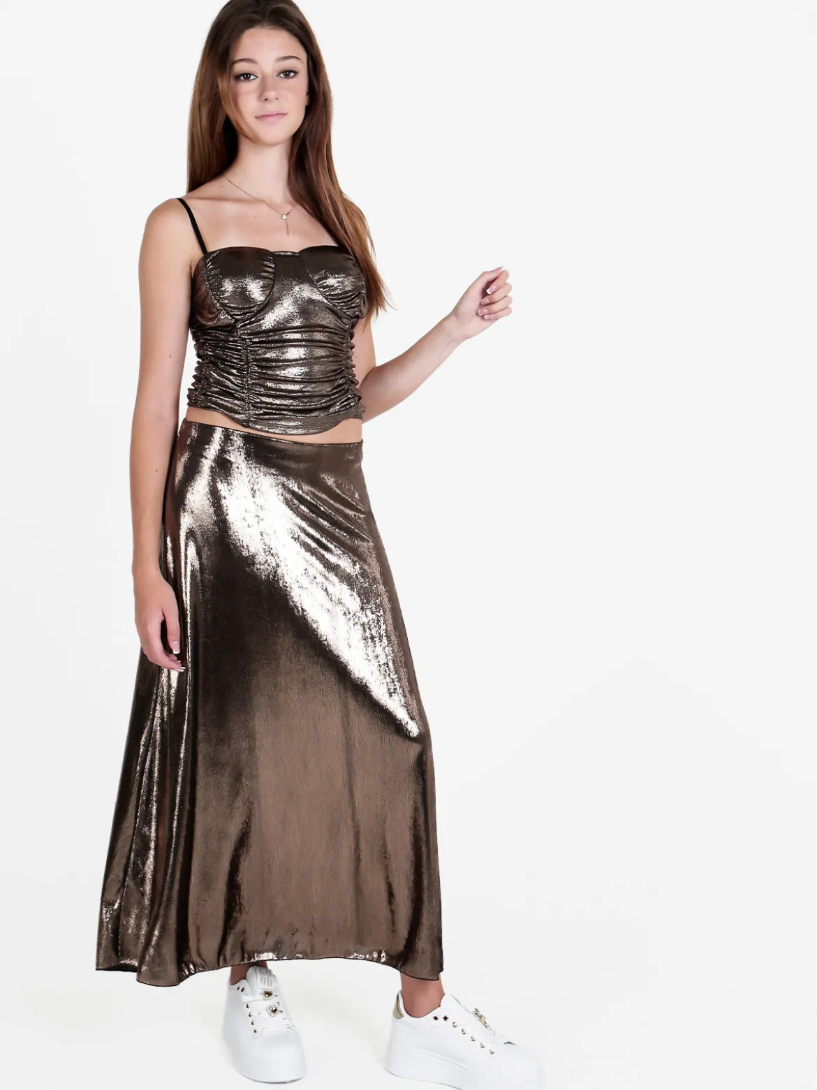 Solada Top donna effetto metallizzato con coppe preformate