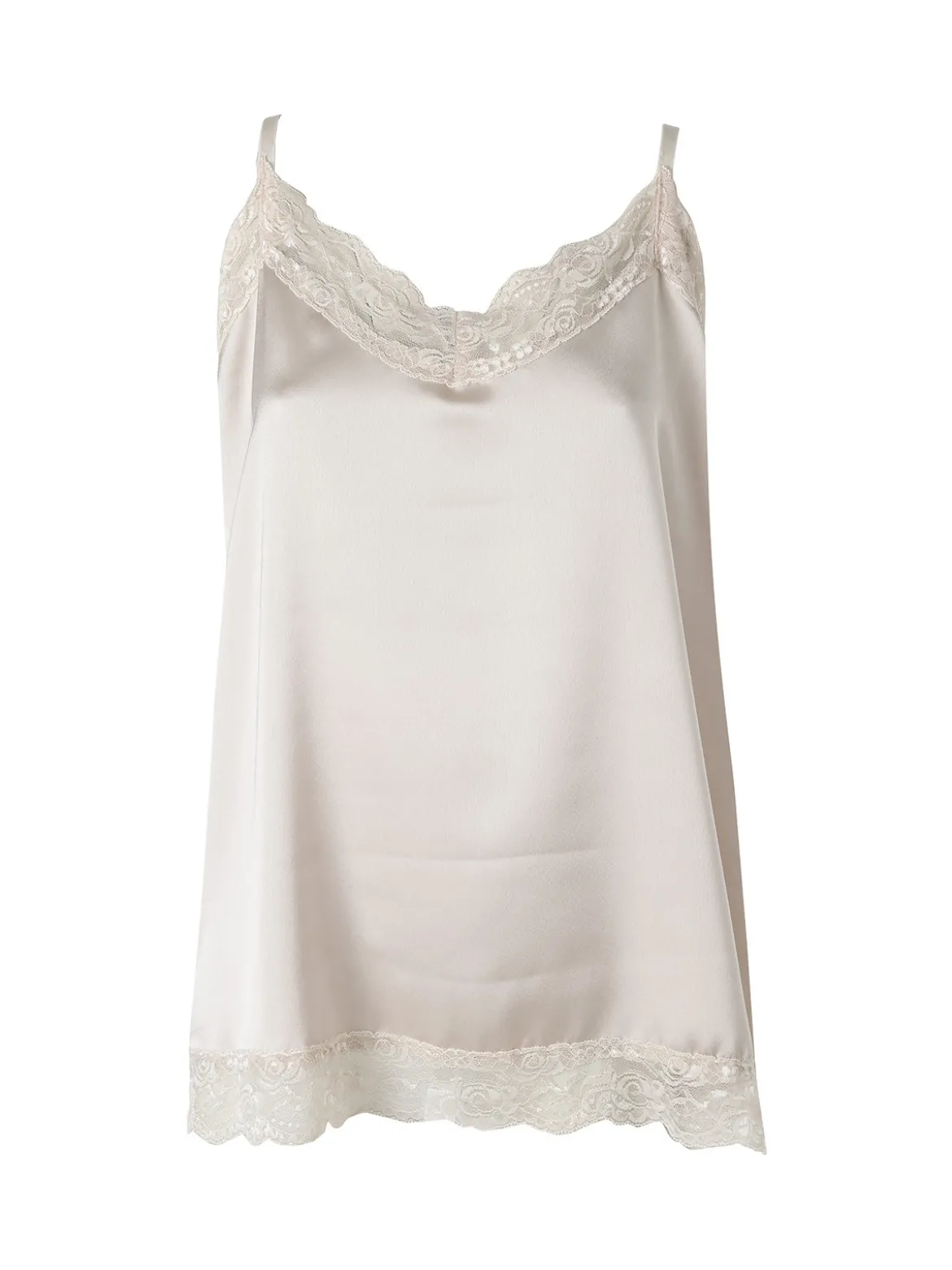 Solada Top donna effetto raso con pizzo - beige