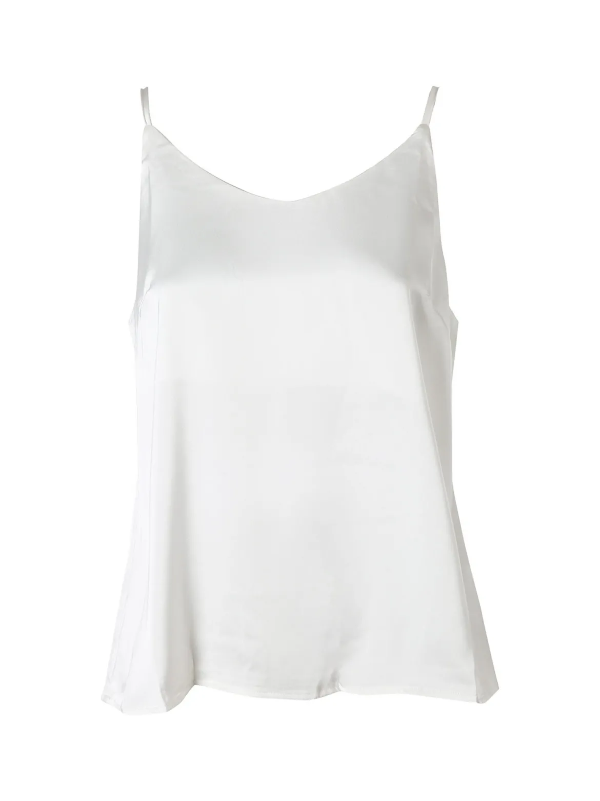 Solada Top donna effetto raso con spalline strette - bianco
