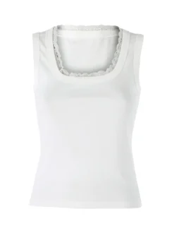 Solada Top donna in cotone con pizzo - bianco