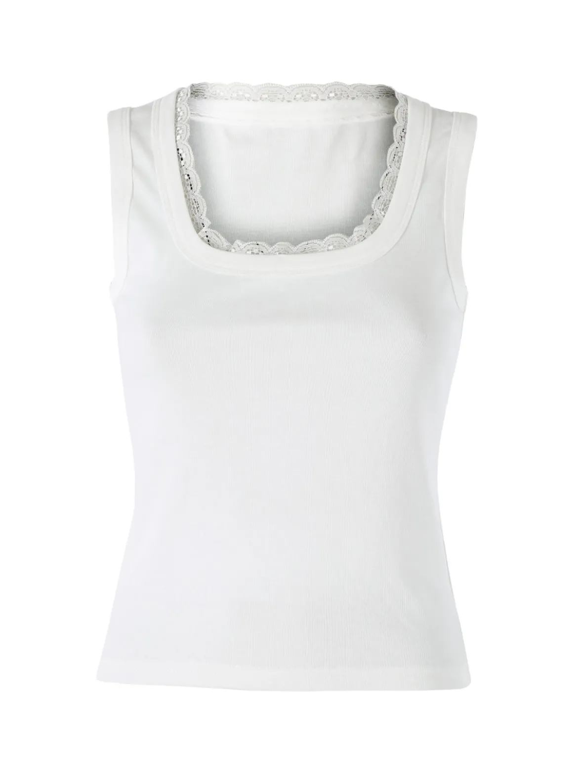 Solada Top donna in cotone con pizzo - bianco