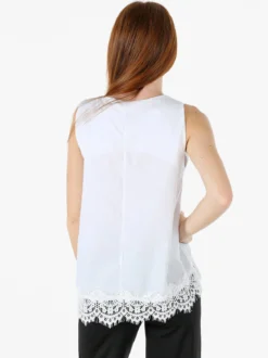 Solada Top donna in cotone con pizzo sul finale - bianco