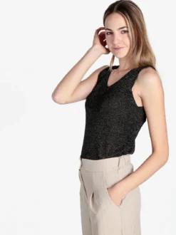 Solada Top donna in lurex a costine