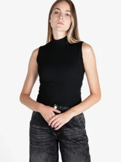 Solada Top donna in maglia a costine con collo a lupetto