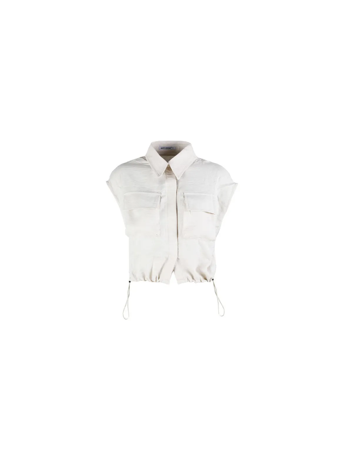 Solada Top donna in misto lino con coulisse laterali - beige