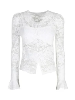 Solada Top donna in pizzo a maniche lunghe - bianco
