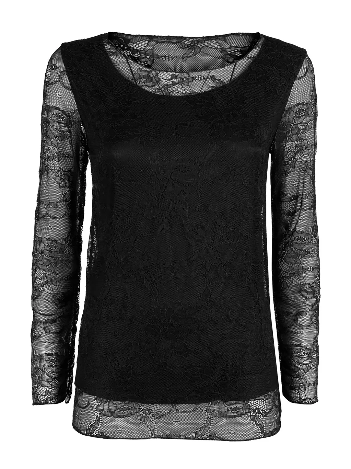 Solada Top donna in pizzo a maniche lunghe - nero