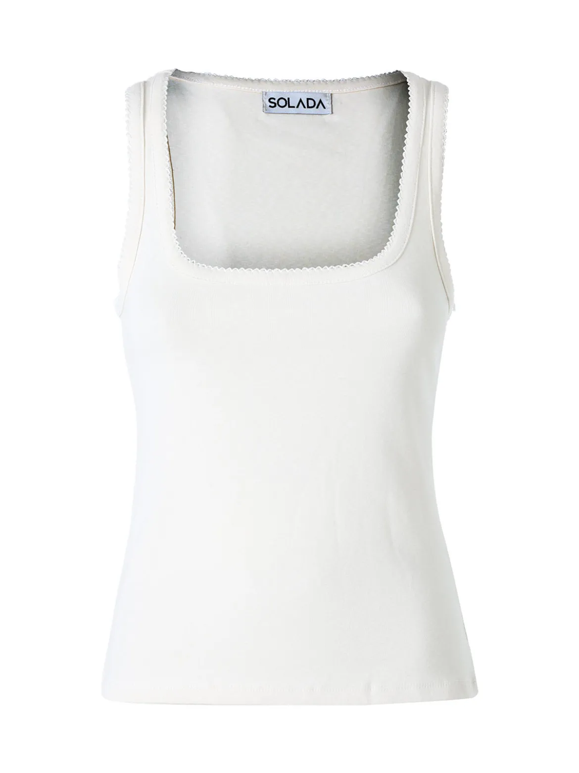 Solada Top donna in tinta unita con scollo quadrato - panna