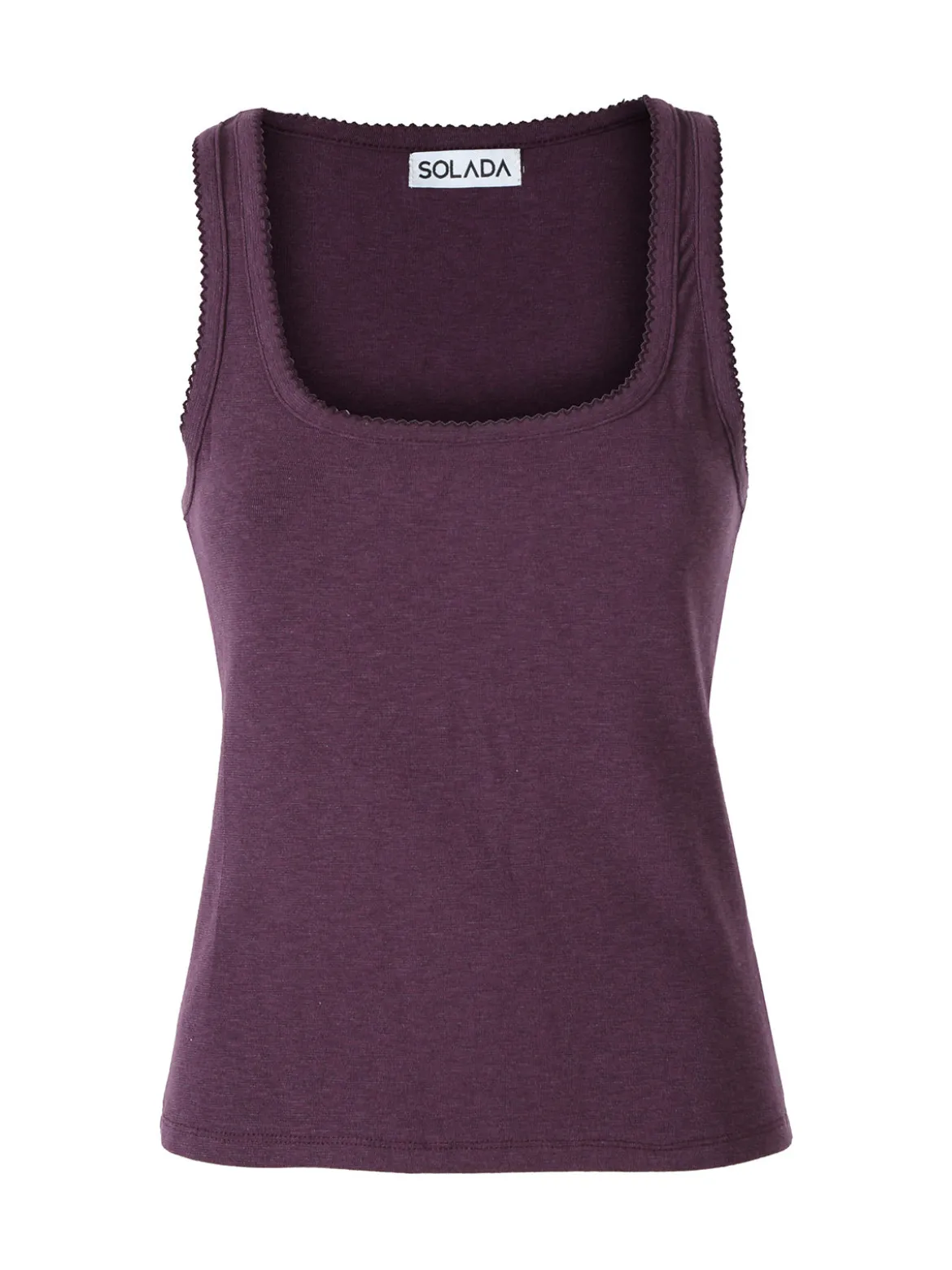 Solada Top donna in tinta unita con scollo quadrato - viola