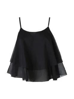 Solada Top donna leggero con spalline strette e balza - nero