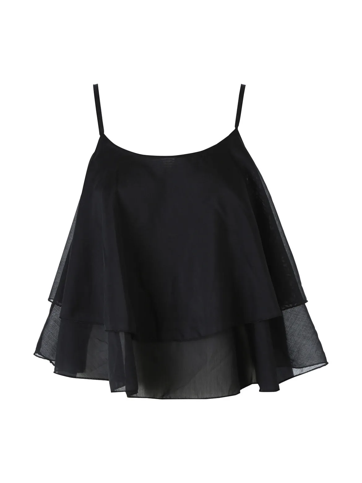 Solada Top donna leggero con spalline strette e balza - nero