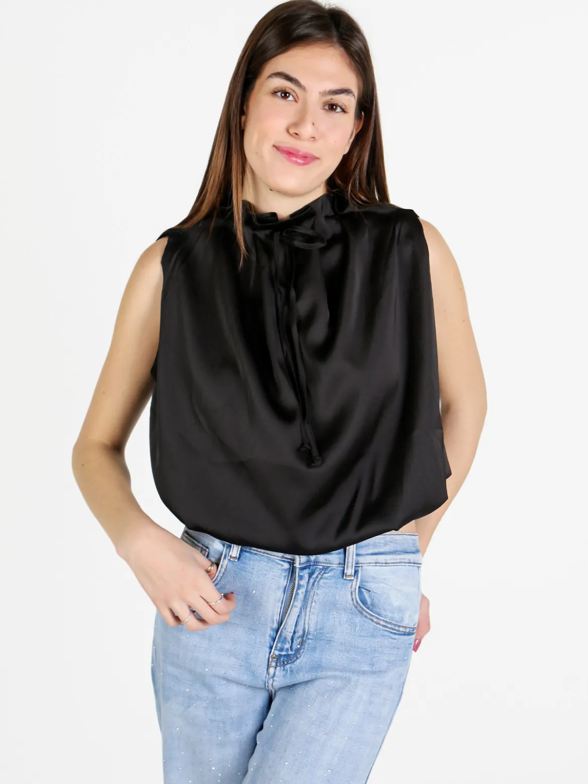Solada Top donna smanicato a palloncino