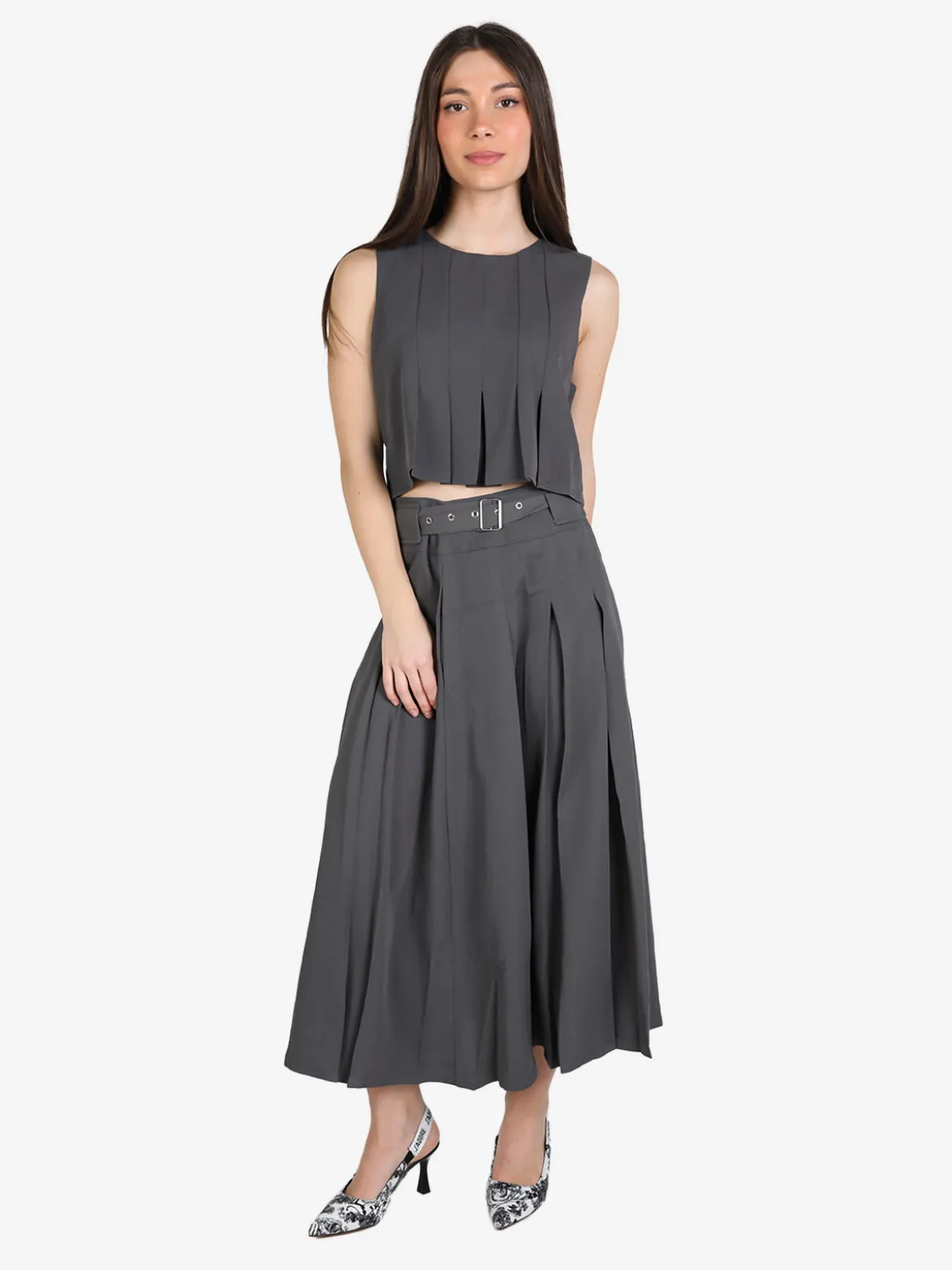 Solada Top donna smanicato con zip sulla schiena