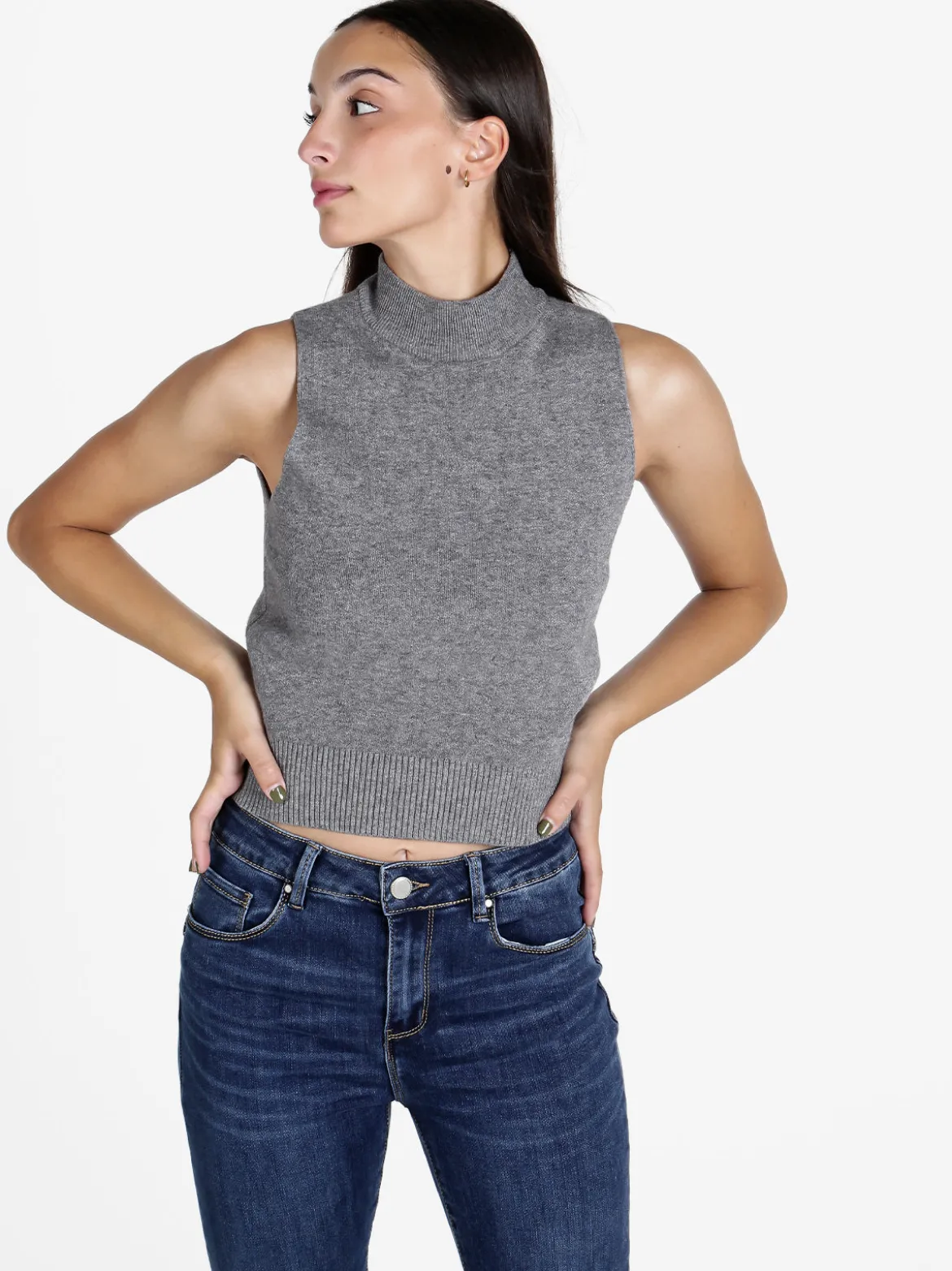 Solada Top donna smanicato in maglia