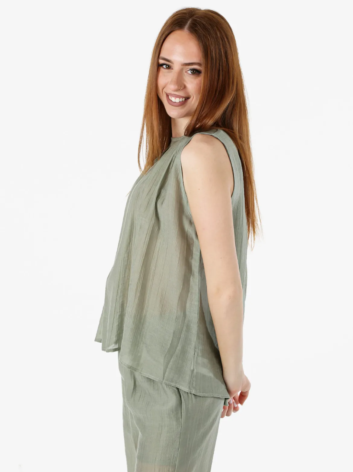 Solada Top donna smanicato - pistacchio