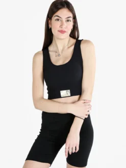 Solada Top donna sportivo a costine con coppe imbottite