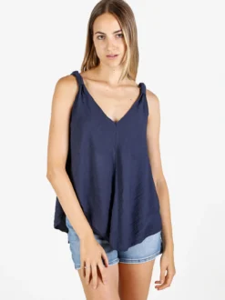 Solada Top donna svasato con scollo a V - blu scuro