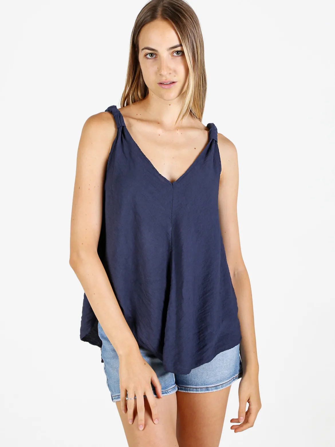 Solada Top donna svasato con scollo a V - blu scuro