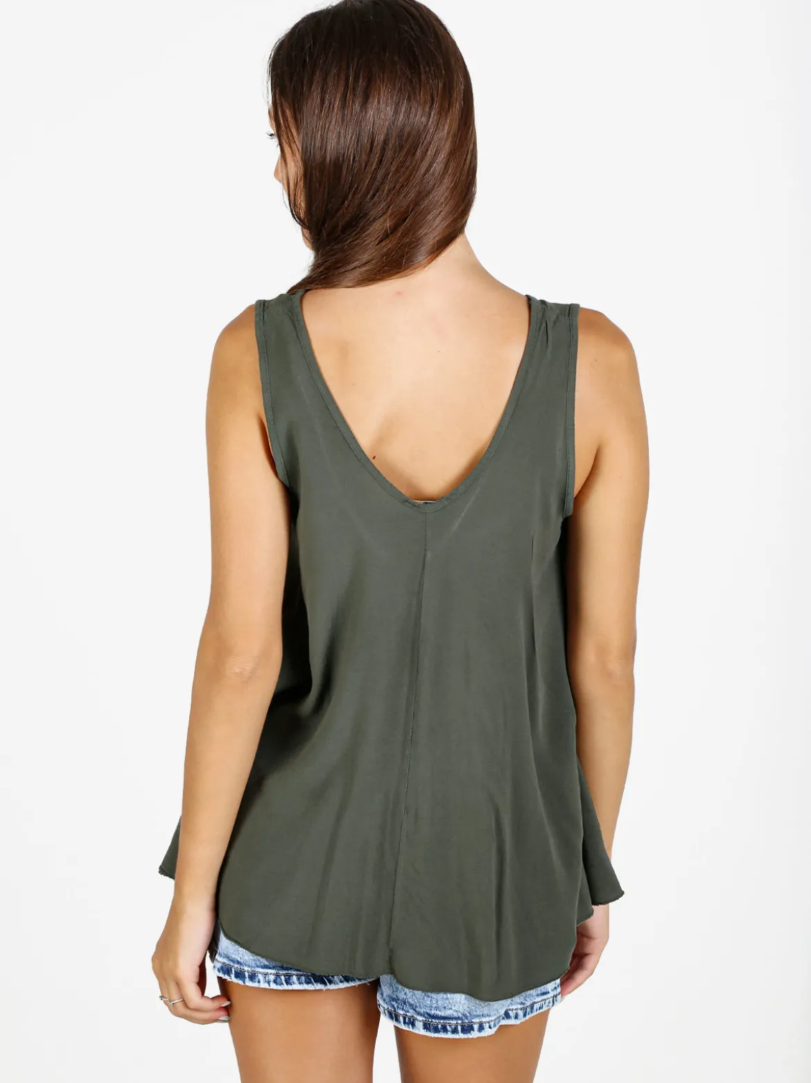 Solada Top donna svasato con scollo a V - militare