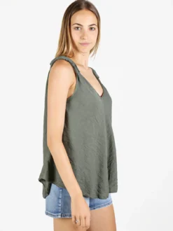 Solada Top donna svasato con scollo a V - militare
