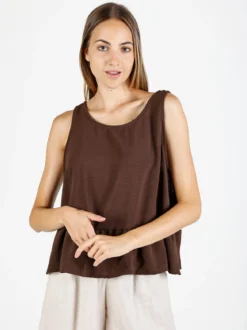 Solada Top donna tinta unita - marrone