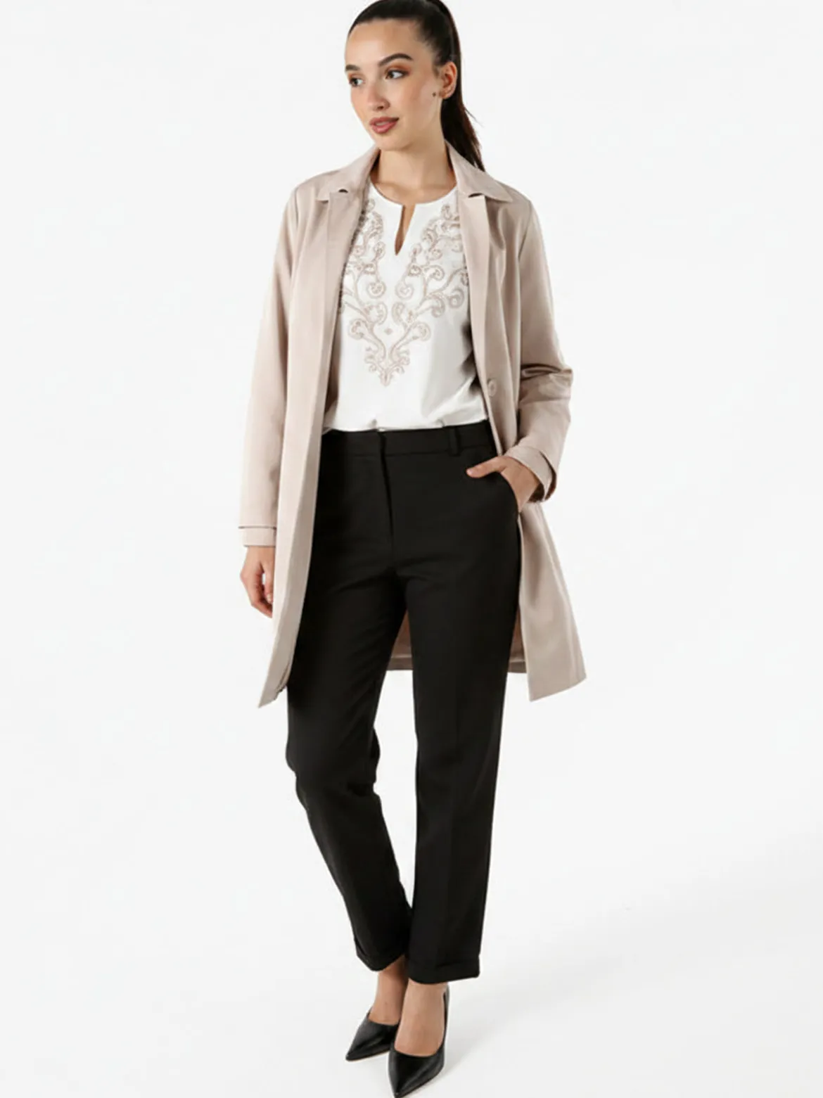 Solada Trench impermeabile da donna con bottoni - beige