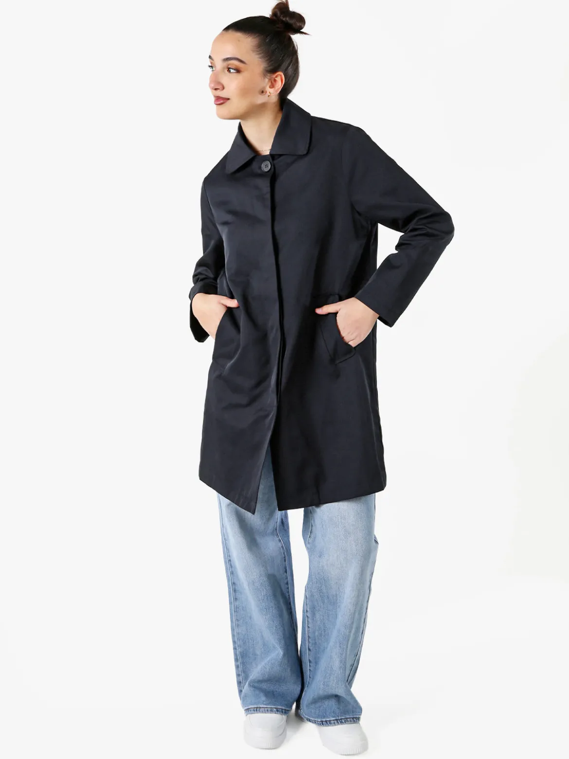Solada Trench impermeabile da donna con bottoni - blu scuro