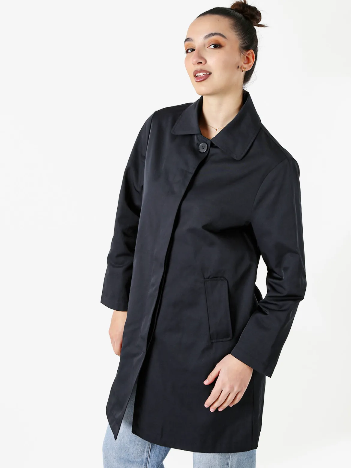 Solada Trench impermeabile da donna con bottoni - blu scuro