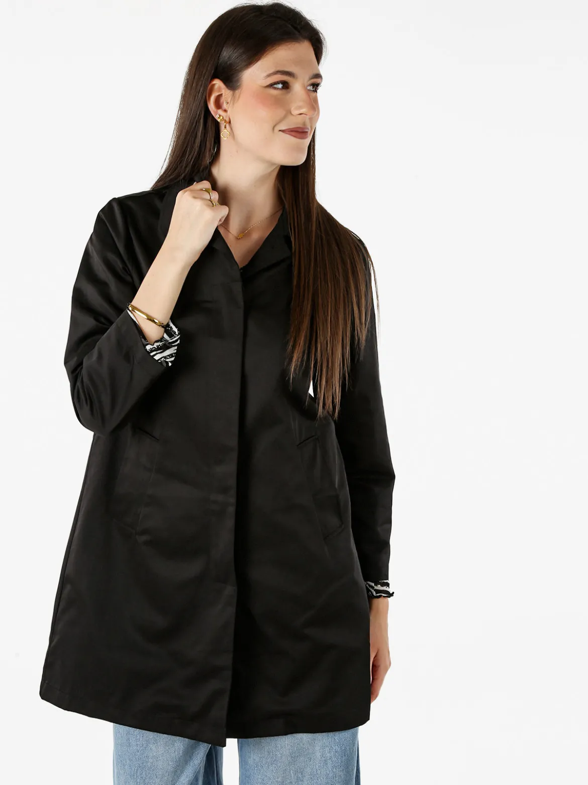 Solada Trench impermeabile da donna con bottoni - nero