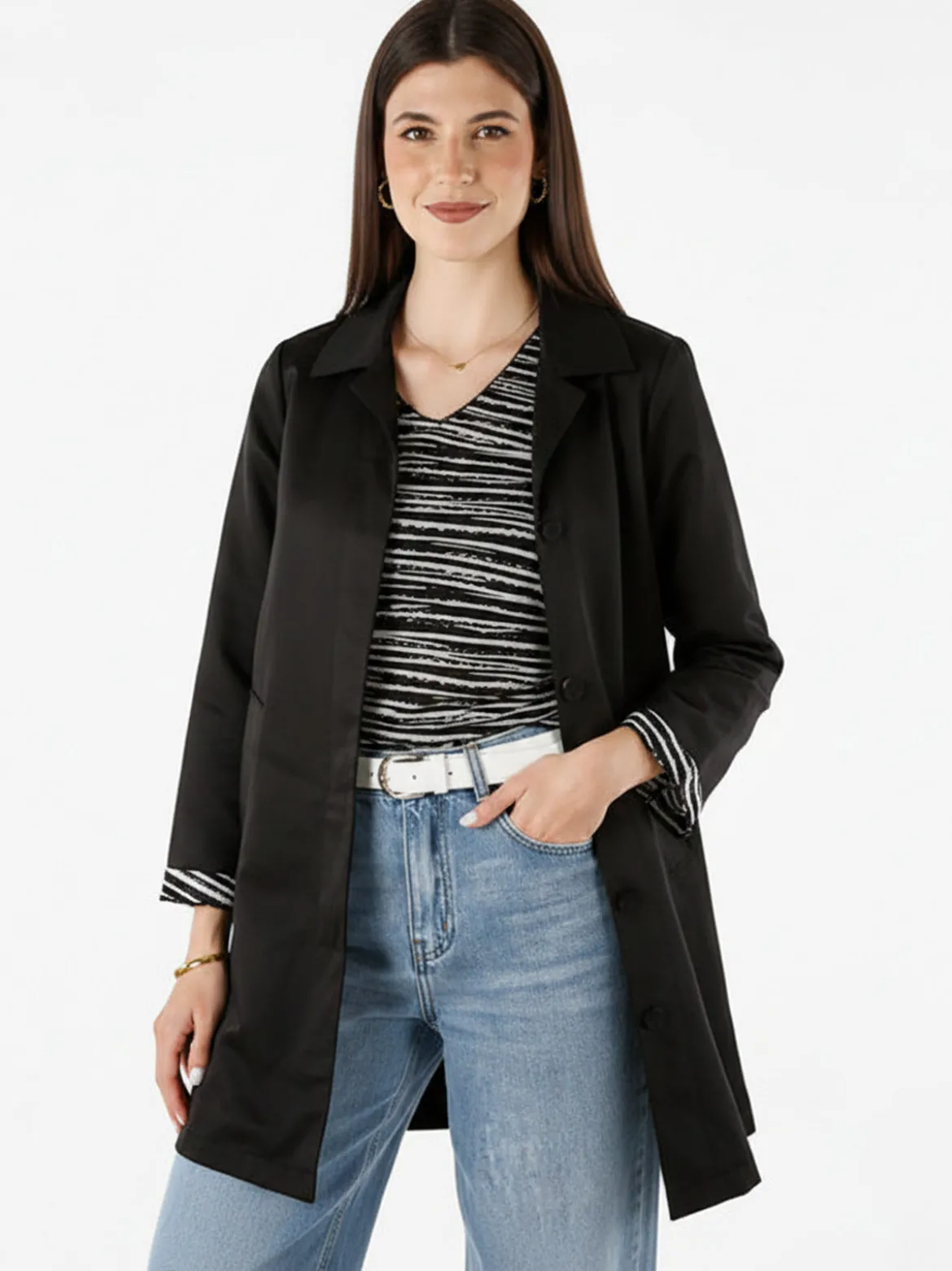 Solada Trench impermeabile da donna con bottoni - nero