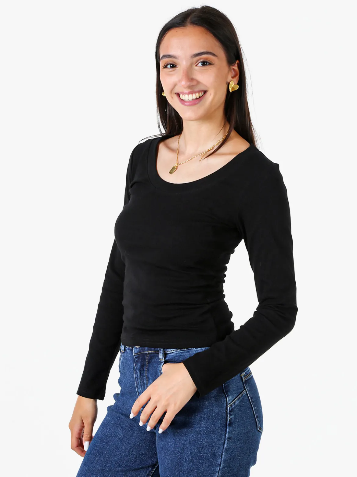 Solada T-shirt a maniche lunghe da donna in cotone - nero
