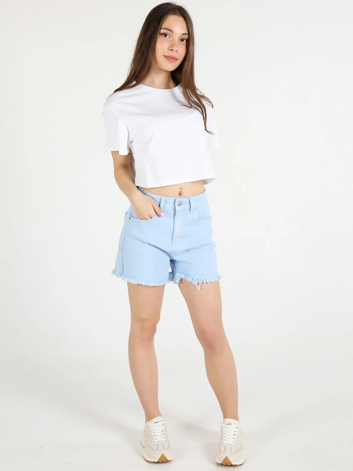 Solada T-shirt crop donna in cotone oversize