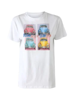 Solada T-shirt da donna in cotone con stampa e strass - rosa