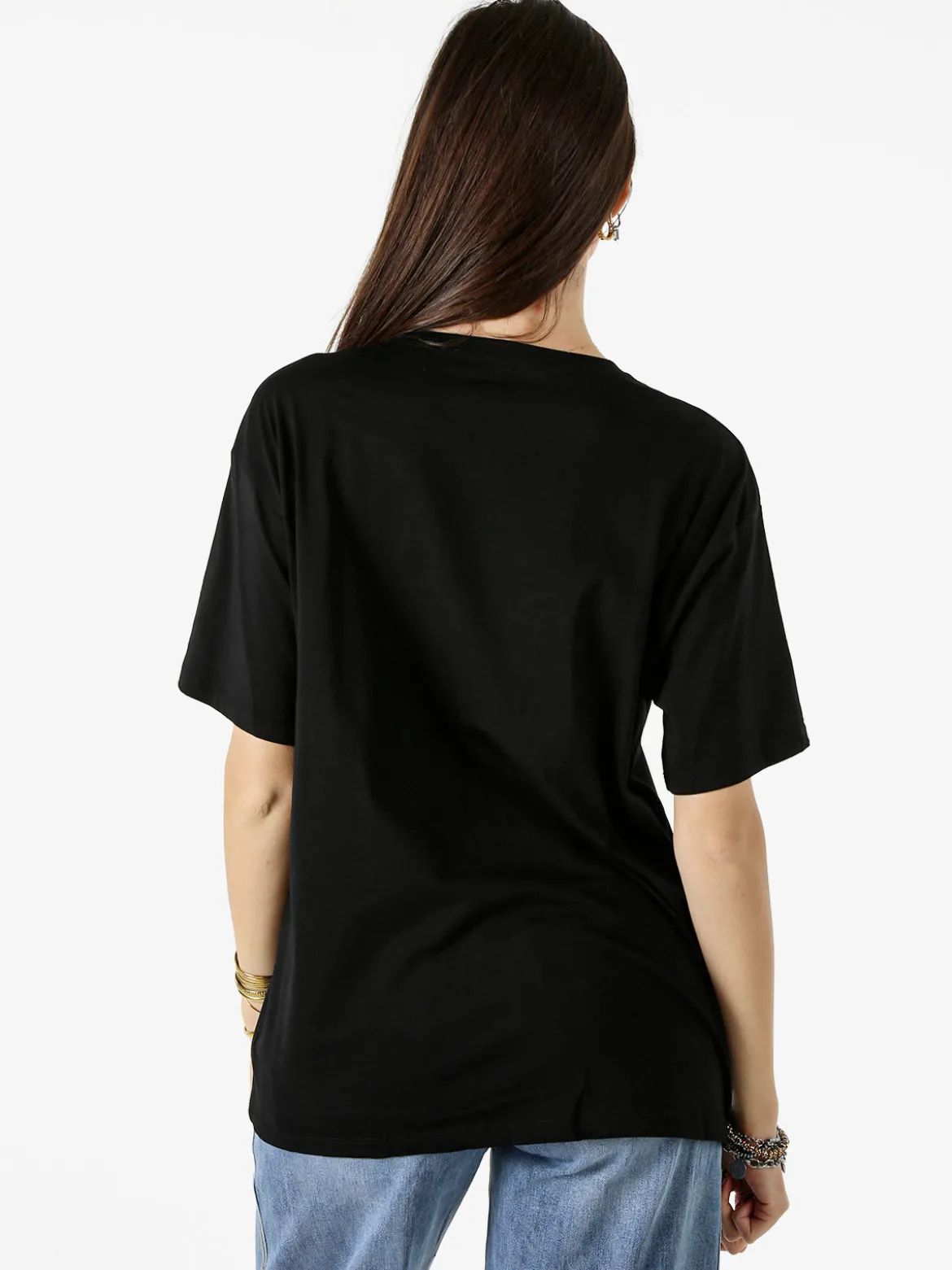 Solada T-shirt da donna in cotone con strass - nero