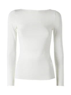 Solada T-shirt donna a maniche lunghe con scollo a barca - bianco