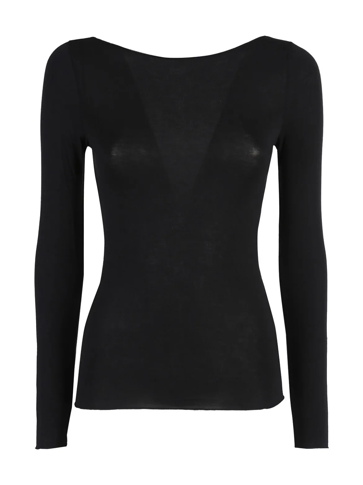 Solada T-shirt donna a maniche lunghe con scollo a barca - nero