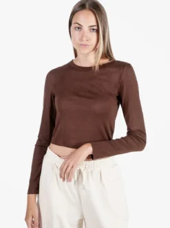 Solada T-shirt donna a maniche lunghe in viscosa - marrone