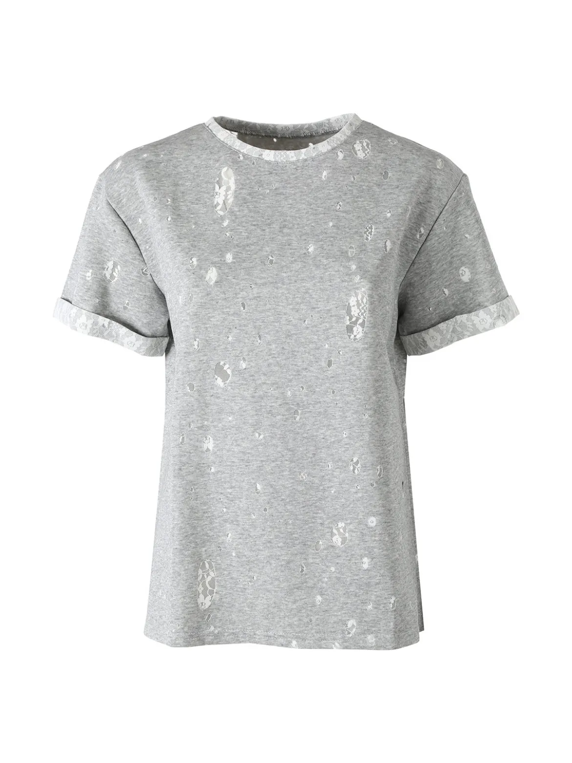 Solada T-shirt donna con dettagli in pizzo - grigio