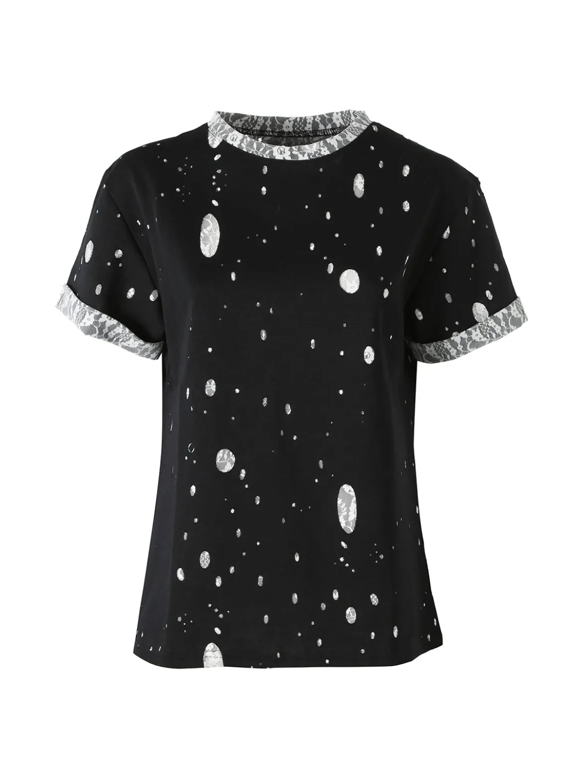 Solada T-shirt donna con dettagli in pizzo - nero
