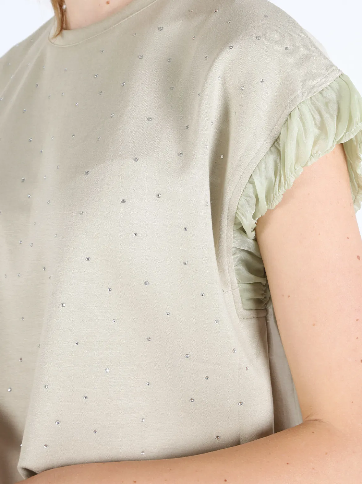 Solada T-shirt donna con strass - verde chiaro