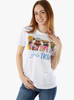 Solada T-shirt donna in cotone con stampa orsacchiotti e strass - giallo