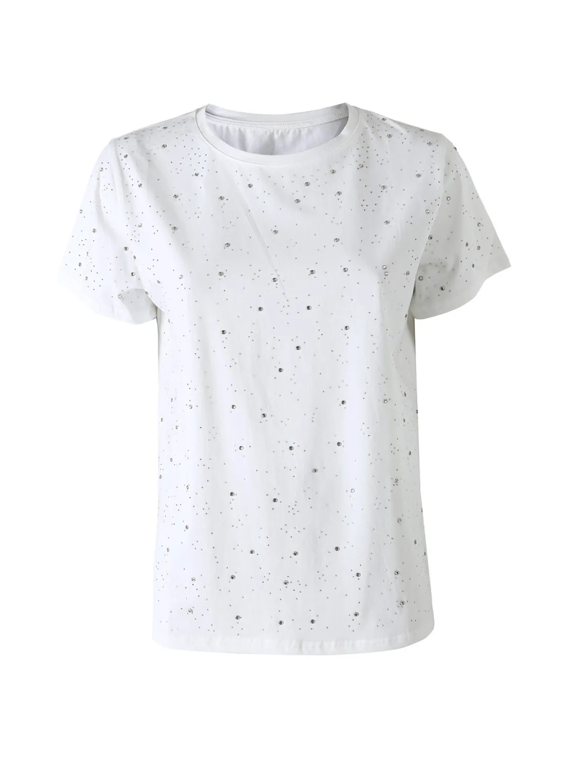Solada T-shirt donna in cotone con strass - bianco