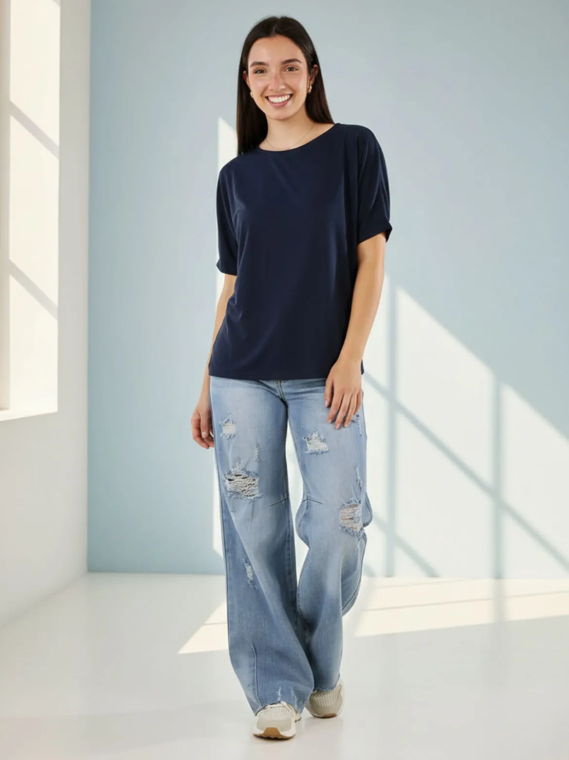 Solada T-shirt donna leggera a maniche corte - blu scuro