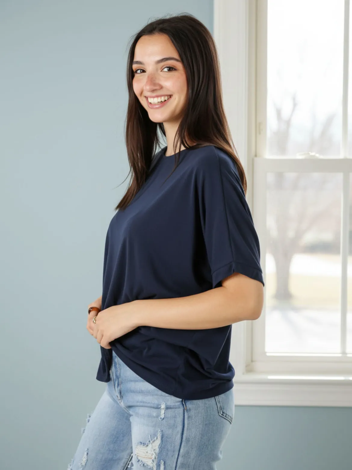 Solada T-shirt donna leggera a maniche corte - blu scuro