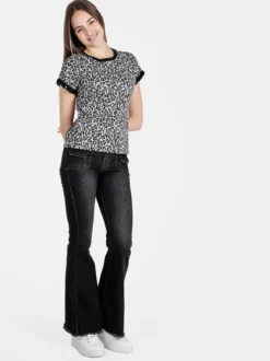 Solada T-shirt donna maculata con paillettes e strass