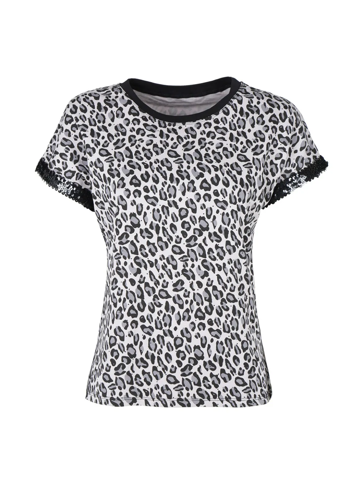 Solada T-shirt donna maculata con paillettes e strass