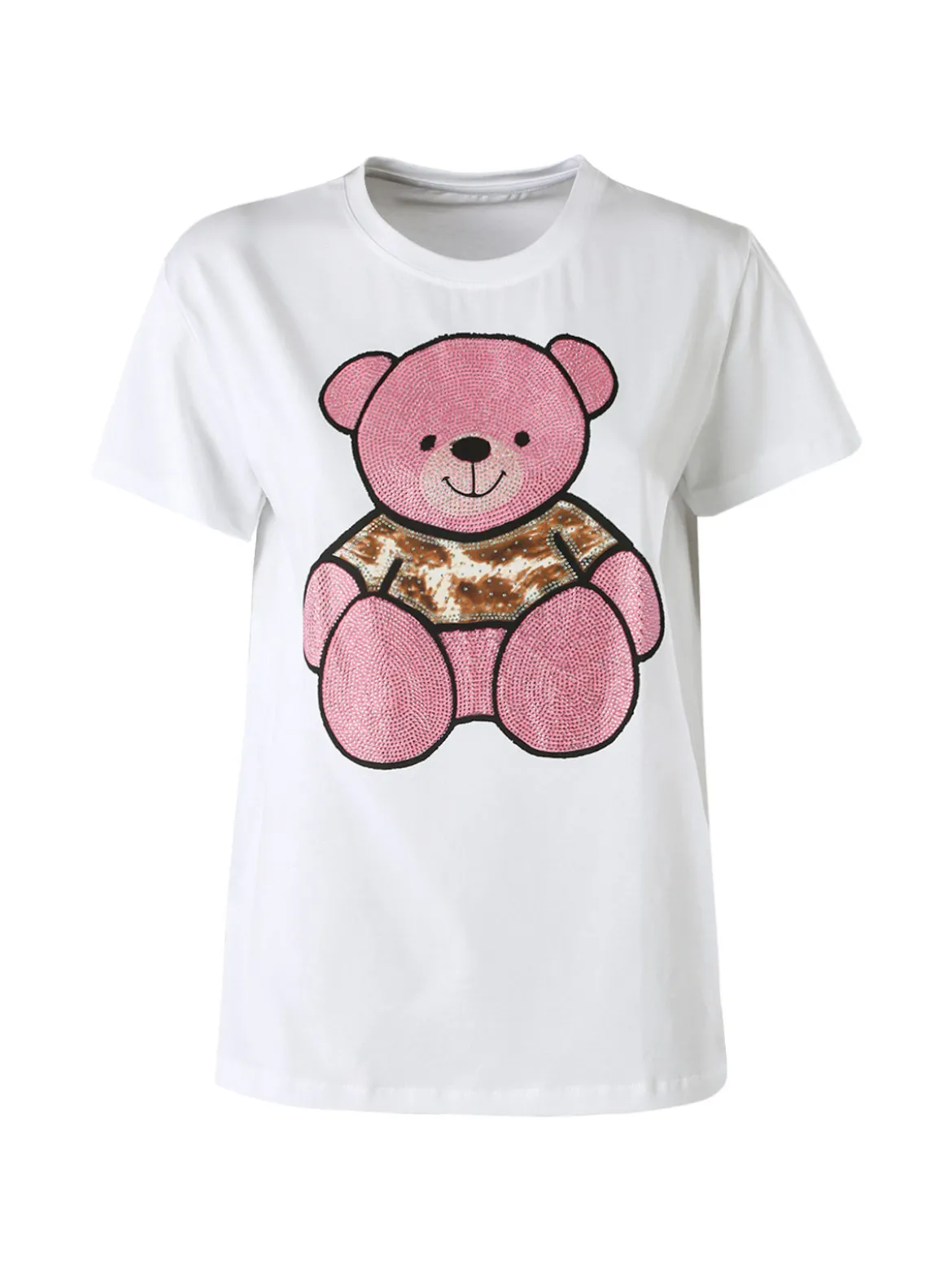 Solada T-shirt donna orsacchiotto con strass - rosa